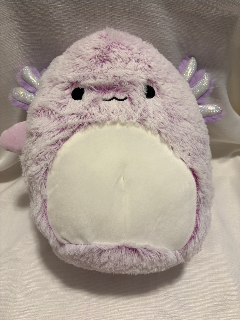 Squishmallows Lavender Fuzzy Axolotl Plush with Iridescent Gills